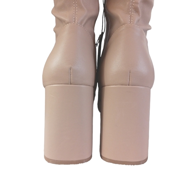 NEW Wide Fit Knee High Schuh Bella Tan Second Skin Platform Boots Size 8 - Picture 7 of 14